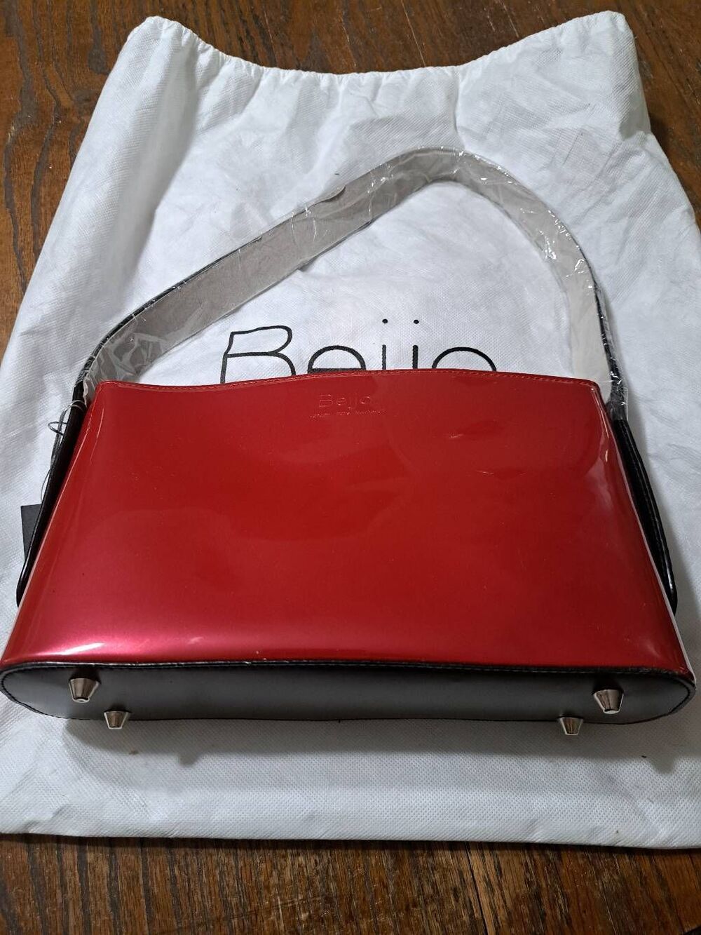 New Beijo 6190 Red Berry and Black Purse Handbag Shoulder Bag Pocket Book